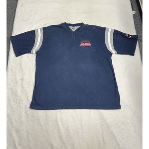 Vintage Lee Sport Cleveland Indians Embroidered Blue Oversized T-Shirt Size 2XL